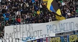 Inter - Atalanta, striscione offensivo dei tifosi nerazzurri contro Buffon [FOTO]