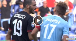 Lazio - Milan, Bonucci rifiuta scambio maglia con Immobile e attacca il laziale [VIDEO]