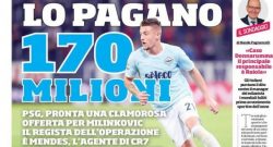 EDICOLA CDS – Milinkovic-Savic, pronta una clamorosa offerta del PSG da 170 milioni